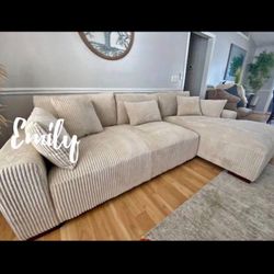 2-Pc Camel Corduroy Sectional Sofa 