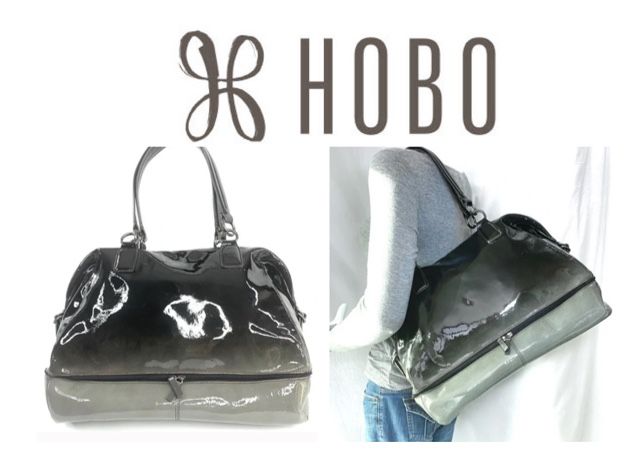HOBO international Nouveau Ombre Patent collection leather tote with bottom compartment