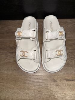 White Quilted Leather  Sandals