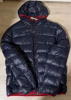 Navy Blue Puffer Jacket with Hood