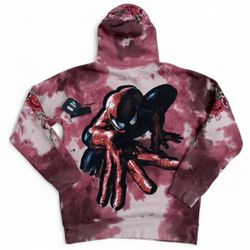 Civil Regime Marvel Spider-Man red marble floral rose tie-dye hoodie