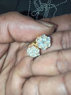 Gold over sliver diamond earrings.,