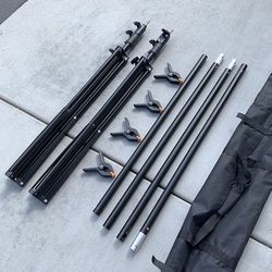 (Brand New) $40 Heavy-Duty Backdrop Stand Adjustable 10ft Wide X 8.5ft Tall with Clips and Carry Bag 