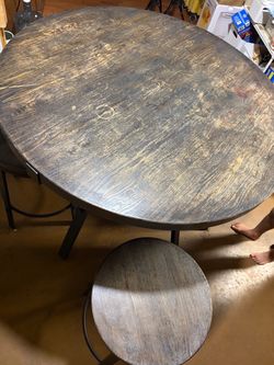 Round Dark Grey Wooden Table