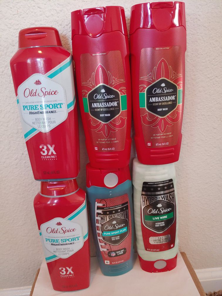 6 Mens Old Spice Bodywashes