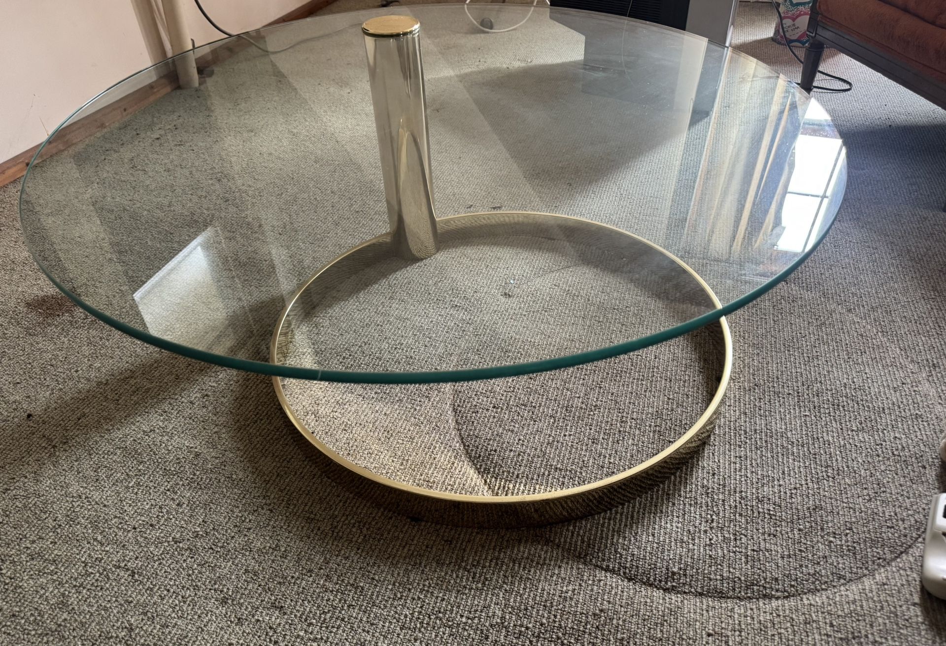 John Mascheroni Cantilevered Coffee Table Coated in Brass