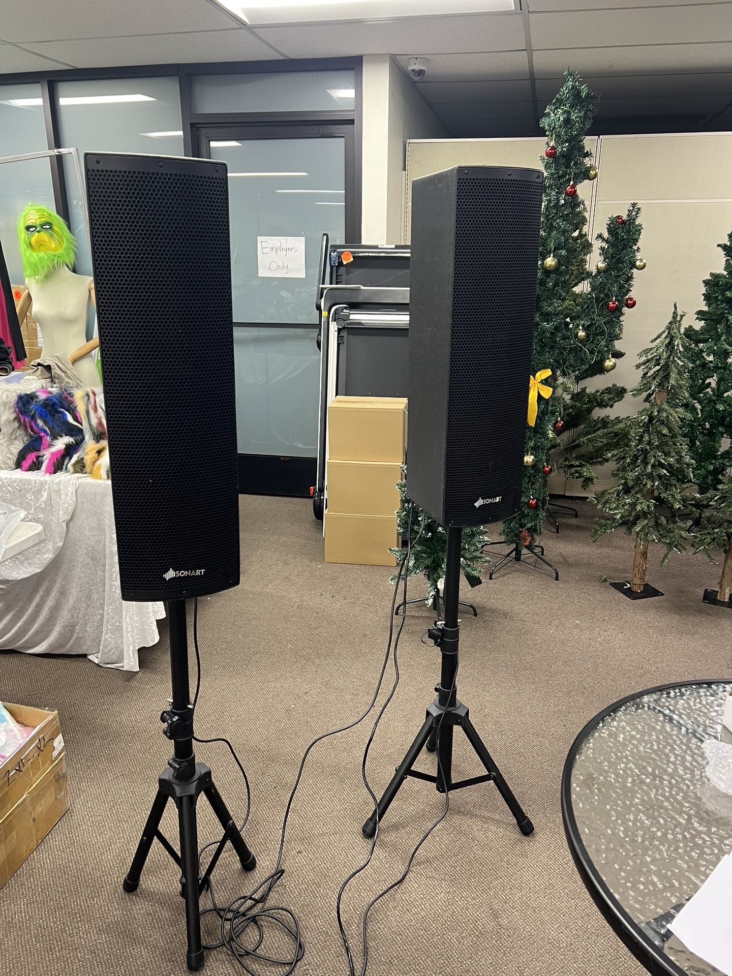 Sonart 2000W Set of 2 Bi-Amplified Speakers PA System with 3-Channel & Stands