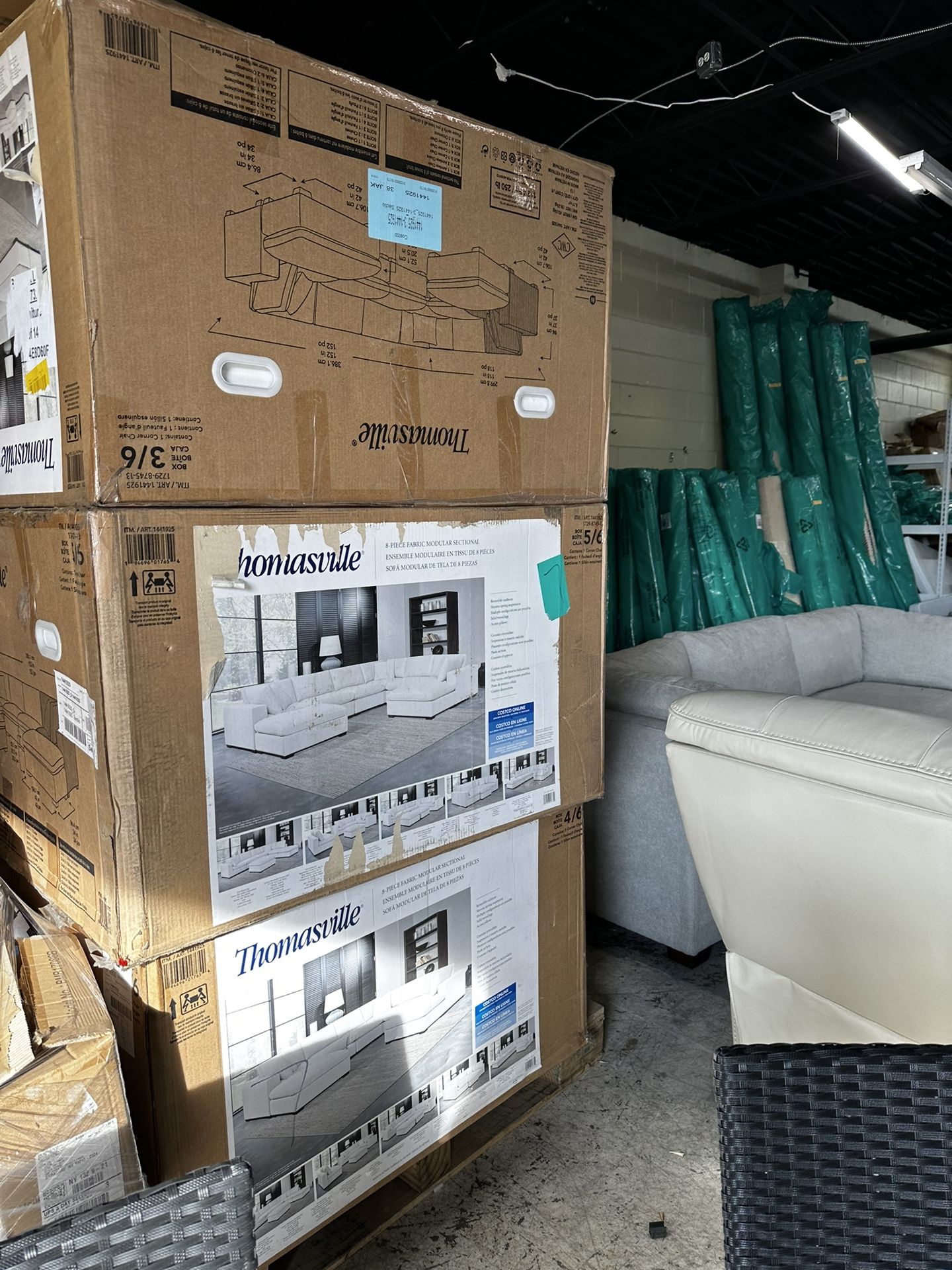 Large Sectional With 2 Ottoman (white) In Box Take Home Same Day