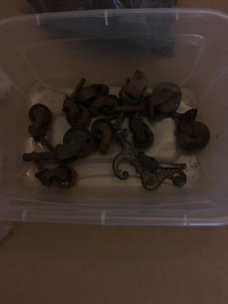 Old metal and wood casters