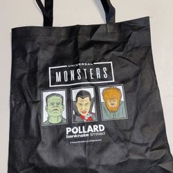 universal monsters tote bag black, Frankenstein Dracula, Wolfman 