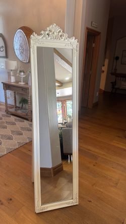 French Country Full Length White Floor Mirror