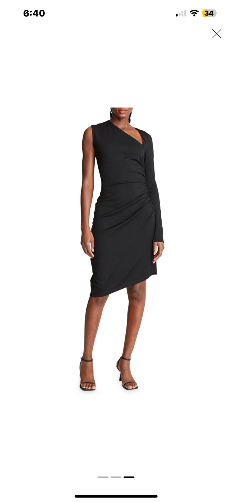 Halston Skyler Ruched Asymmetric Cocktail Dress XS Black β New With Tags