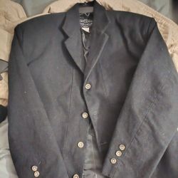 Victorian Era Livingston  With Custom Silver Buttons Black Brushed Cotton Sack Coat