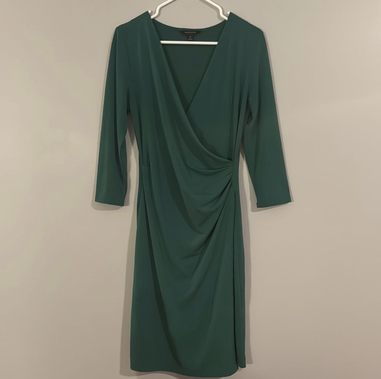 BANANA REPUBLIC PLEATED TEAL LONG SLEEVE DRESS MEDIUM