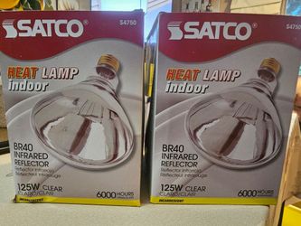 Lot of 2, SATCO, HEAT LAMP indoor, BR40, 125W, Clear, 6000 hours, S4750