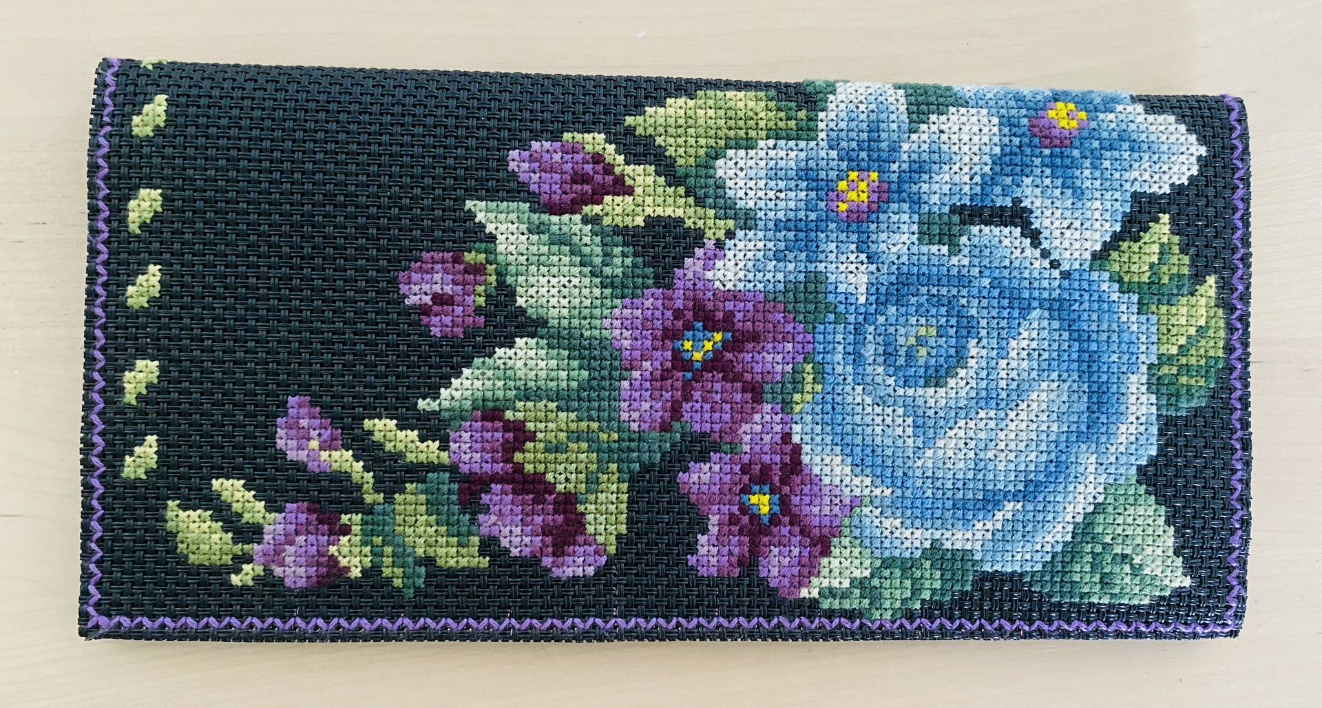 Needlepoint Cross Stitches Floral Wallet