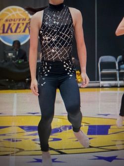 Black & Silver Rhinestone Dance Jumpsuit