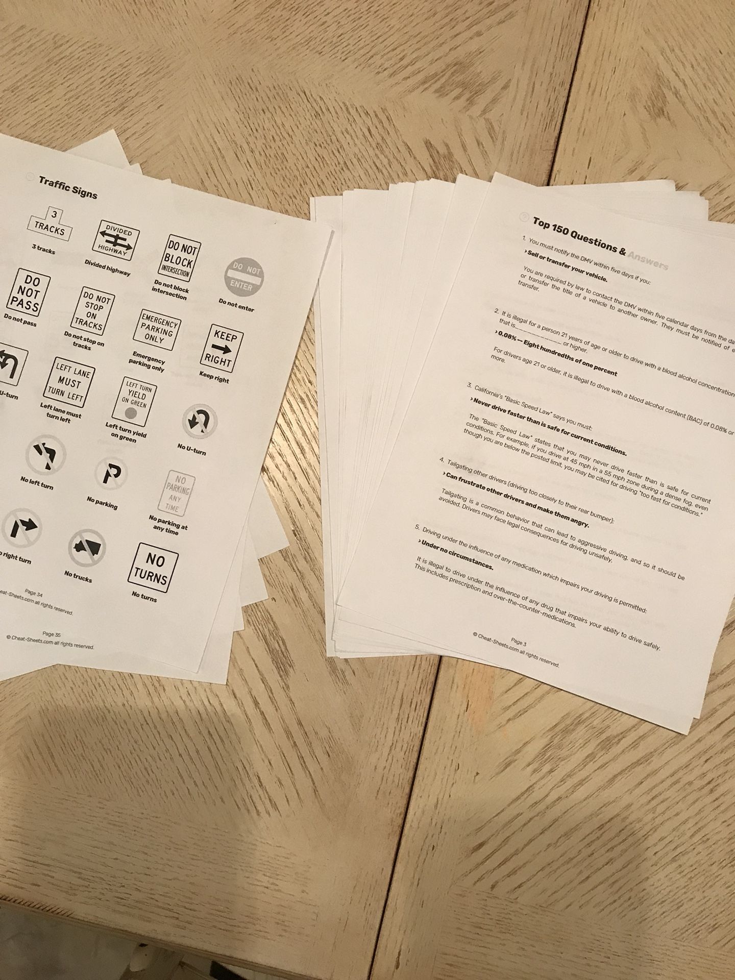 Dmv written test cheat sheets! for Sale in Bakersfield, CA - OfferUp