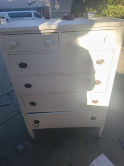 Vintage White Painted Wood Dresser