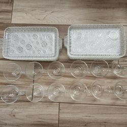 Vintage complete set of 12 Anchor Hocking Colonial Lady snack sets