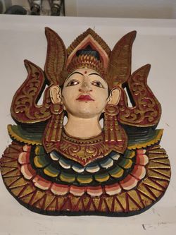 Stunning Hand Made Wood Shiva Facial Wall Plaque
