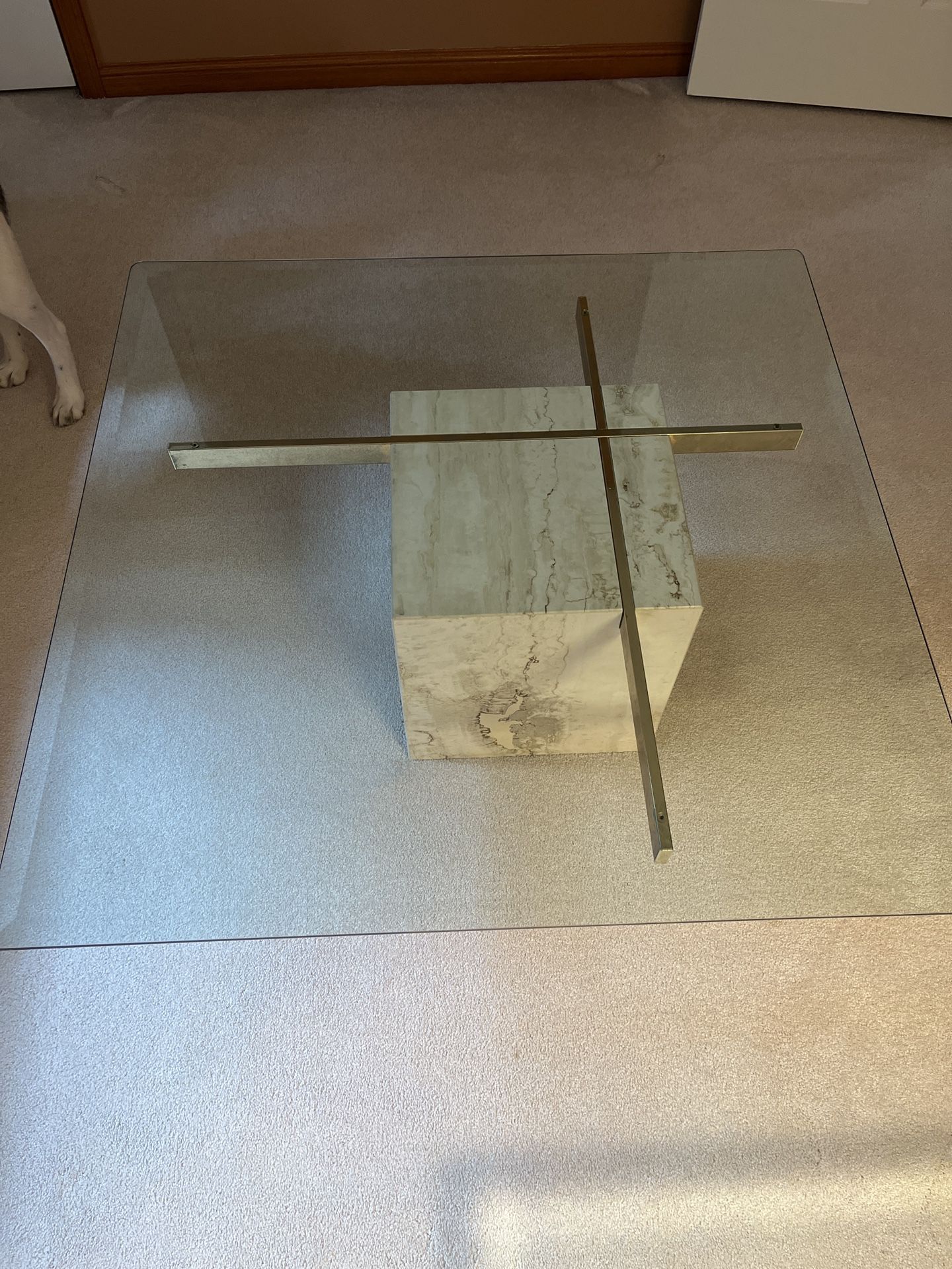 Marble & Glass Coffee Table With 2 Matching End Tables
