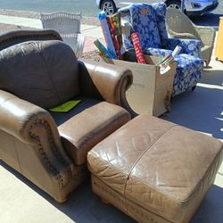 Leather Chair With Matching Ottoman