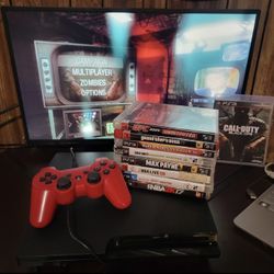 PlayStation 3 With Games And One Controller 