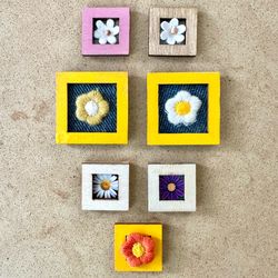 🌼 7 different handmade darling mini miniature flower framed artwork