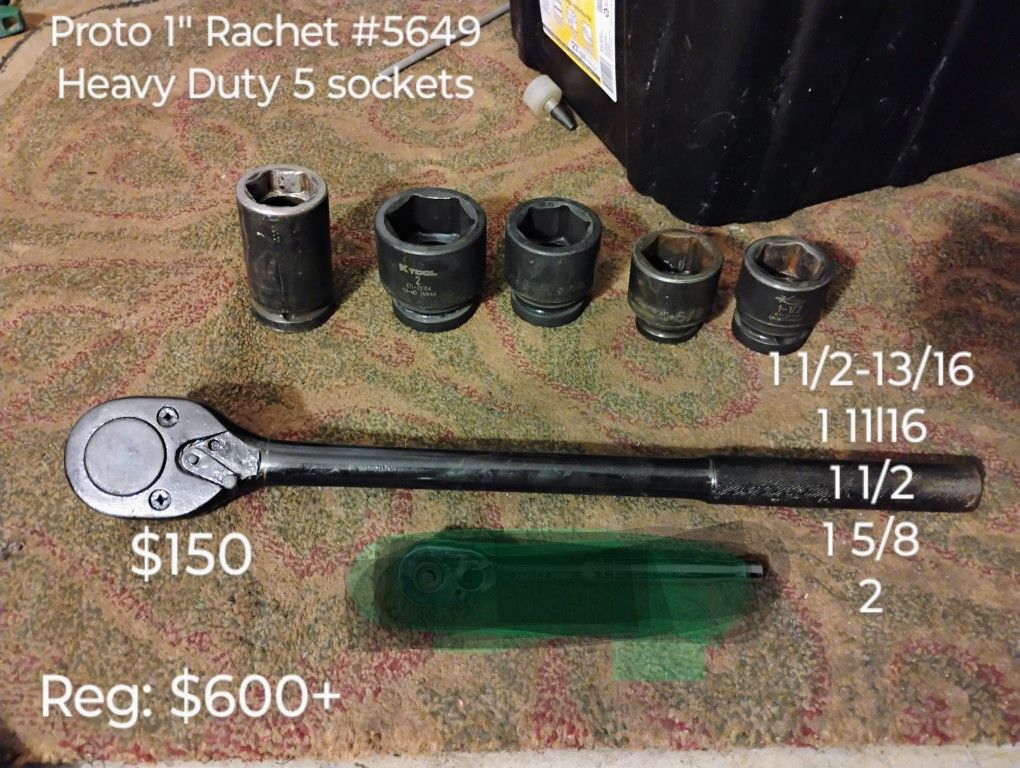 Proto 1' Impact Wrench w 5 KenTool Sockets