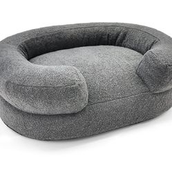 Beautiful Bolster Small Pet Bed, 21 x 27 x 7in, Charcoal by Drew Barrymore
