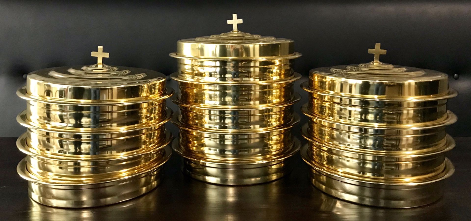 Stacking communion trays Gold brass finish. Communion supplies. for
