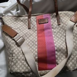 Kate Spade ♠️ Large Canvas Tote Crossbody Bag Shoulder Bag Purse 12" X 11" X  7"