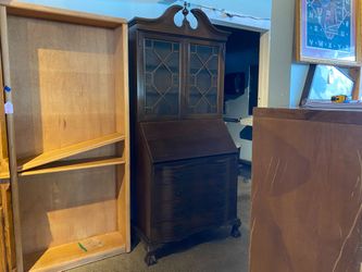 Dark Secretary Desk Hutch, No Key