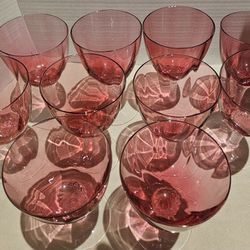 Cranberry Red "Lisa" Goblet Wine Glasses by George Borgfeldt - Set of 9