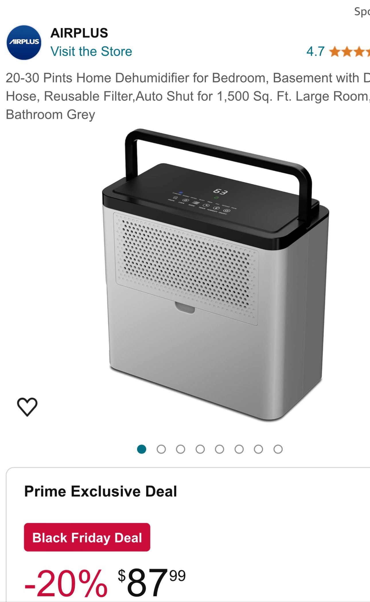 New Dehumidifier 1,500 Sq. Ft. 20 Pints