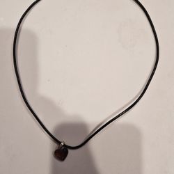 Black Cord Amber Heart Pendant