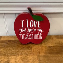 6” Love Teacher Red Apple Appreciation Tabletop Gift Home Decor