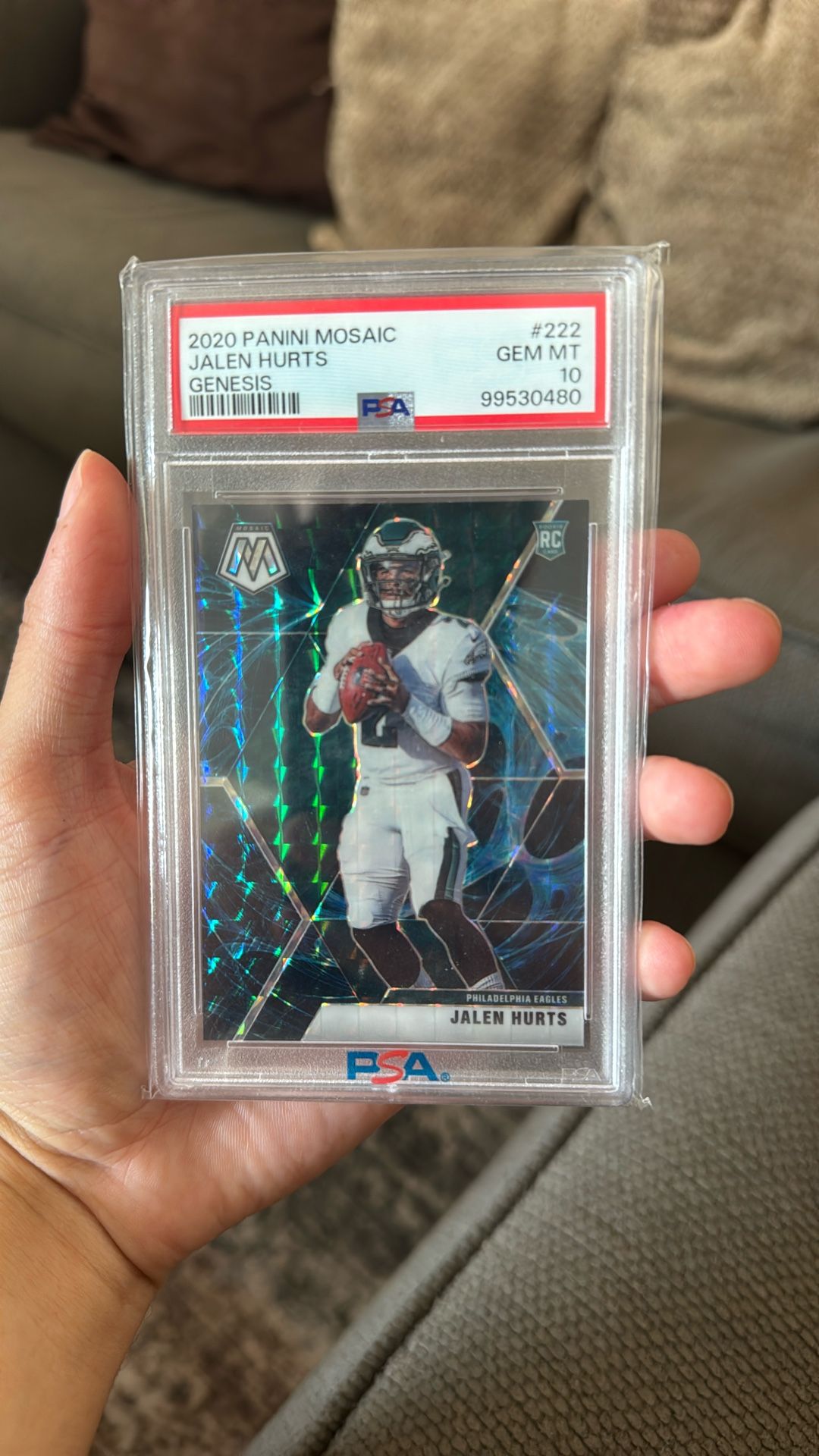 2020 Panini Mosaic Jalen Hurts Genesis Rookie PSA 10