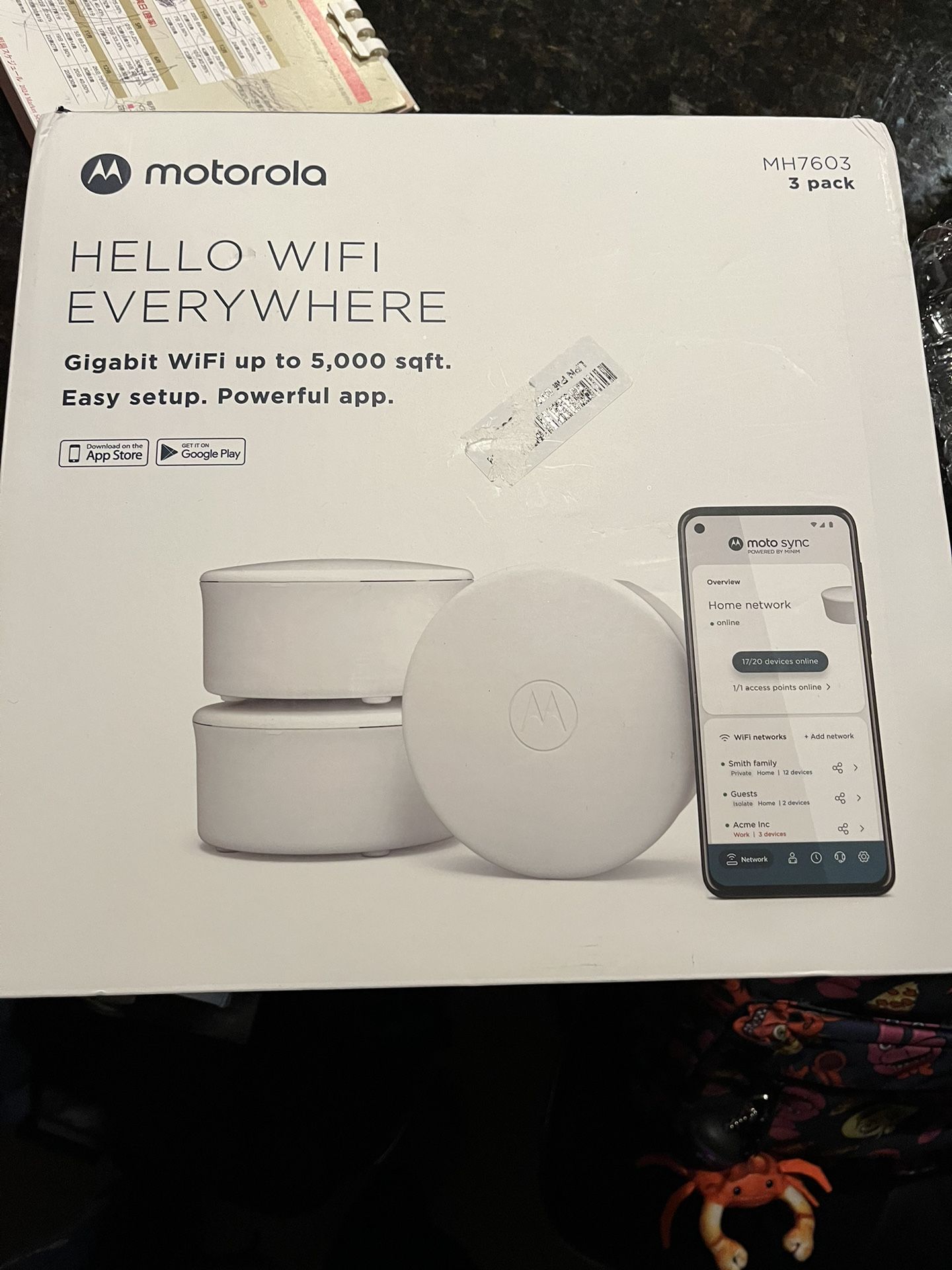 Motorola MH7603 | WiFi 6 Router + Intelligent Mesh System | 3-Pack | Easy Setup,