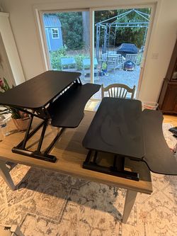 2 Adjustable Standing Desk Converters – Like New – Black