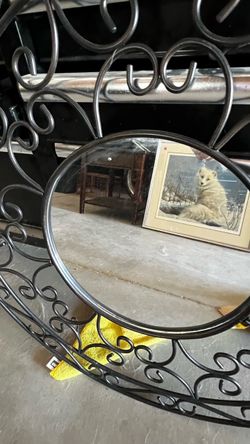 Black Wrought Iron Scrollwork Wall Mirror - 28” diameter