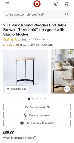 Villa Park Round Wooden End Table Brown - Threshold™ designed with Studio McGee