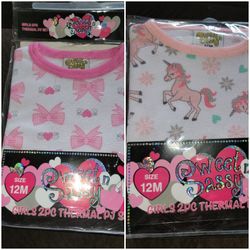 #NEW GIRLS AND BOYS 2 PIECE THERMAL PJ  SETS. SEE PICTURES FOR SIZES  AND PATTERN