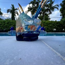 Resin Fishbowl Fist Pencil/brush Holder Handmade 