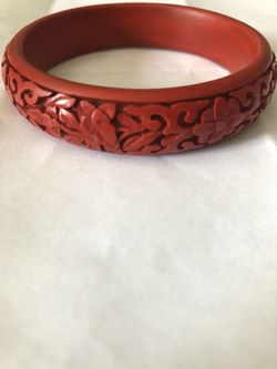 Carved Cinnabar Bracelet