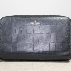 Kate Spade Large Wallet Leather Black Zip Around