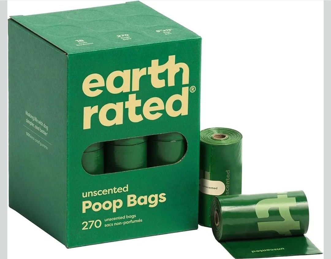 Earth Rated Poop Bags for Dogs, Guaranteed Leak Proof and Extra Thick Waste Bag Refill Rolls, Unscented, 270 Bags