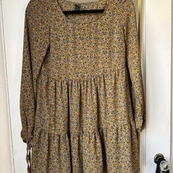 Yellow Floral Print Summer Dress