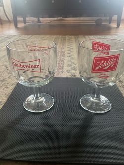 Budweiser & Schlitz Branded Beer Glasses Set of 2